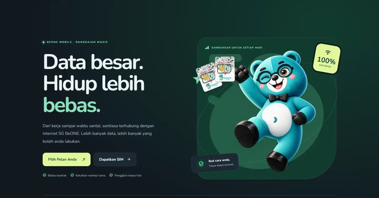 Tema 3 Beone Mobile dalam mod Dark
